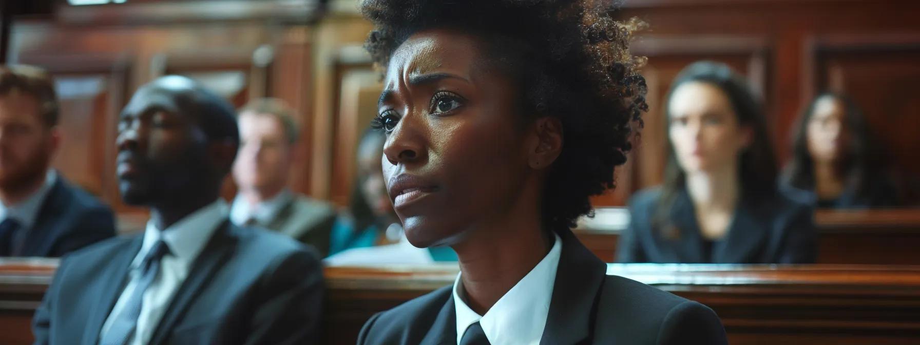 a confident attorney presents a compelling case in a modern courtroom, with focused expressions on jurors' faces as expert witnesses testify, emphasizing the intensity of a high-stakes assault defense trial.