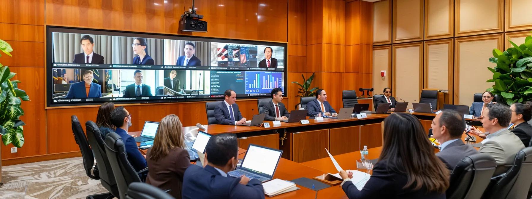 a focused conference room setting features a diverse group of attorneys engaged in a strategic discussion, surrounded by case files, digital mockups of evidence, and a digital display showcasing a timeline analysis, emphasizing a meticulous approach to sex crime defense strategies in fullerton.