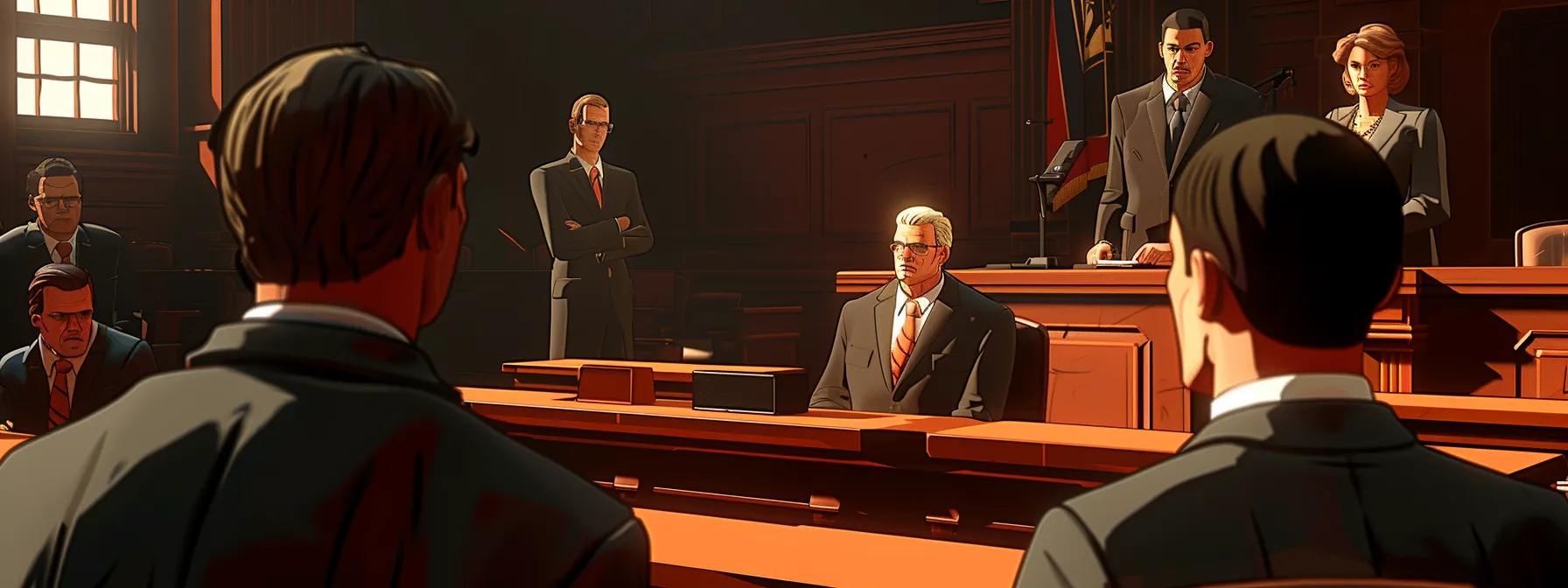 a tense courtroom scene captures a defense attorney passionately presenting a case, surrounded by solemn jurors and a focused judge, as the weight of assault and battery allegations in a sex crime trial hangs in the air.