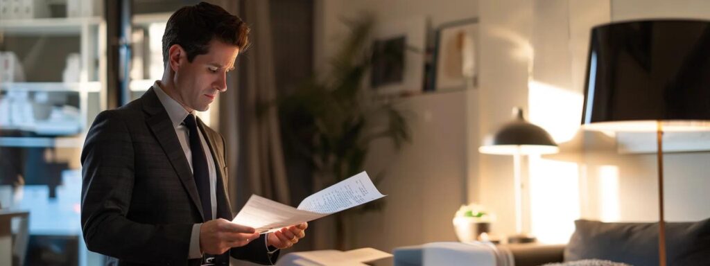 a sleek, modern office setting features a focused attorney analyzing intricate financial documents under bright, overhead lighting, emphasizing the complexities of white collar crimes and fraud in fullerton.