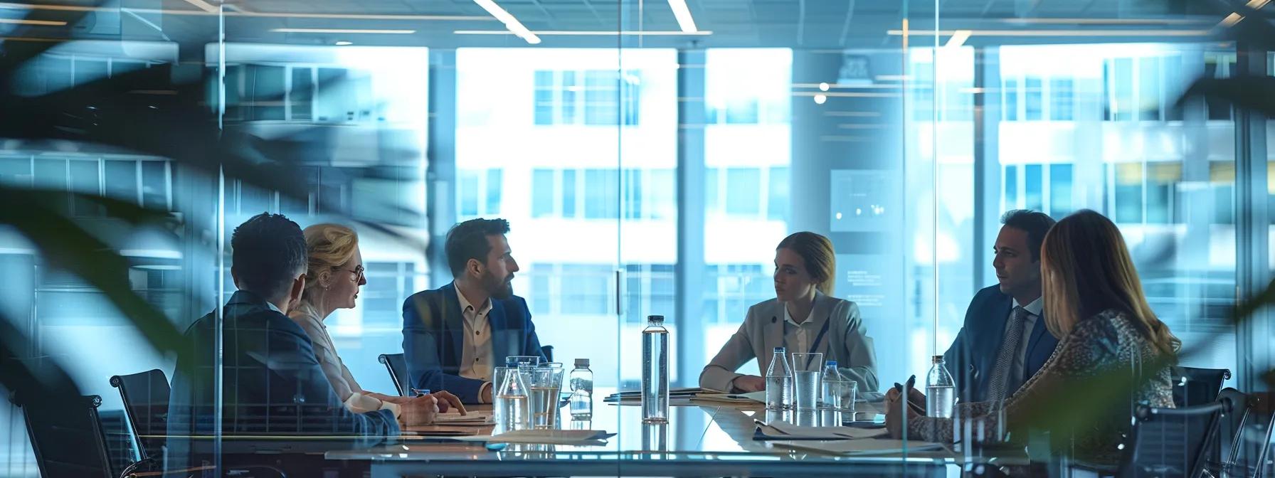 a tense office environment showcases a group of professionals engaged in a heated discussion around a conference table, with documents and financial reports spread out, highlighting the complex nature of embezzlement allegations.